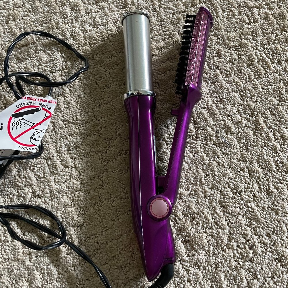 InStyler Rotating Hot Iron - Straightener and Curling Roller Brush - Purple
